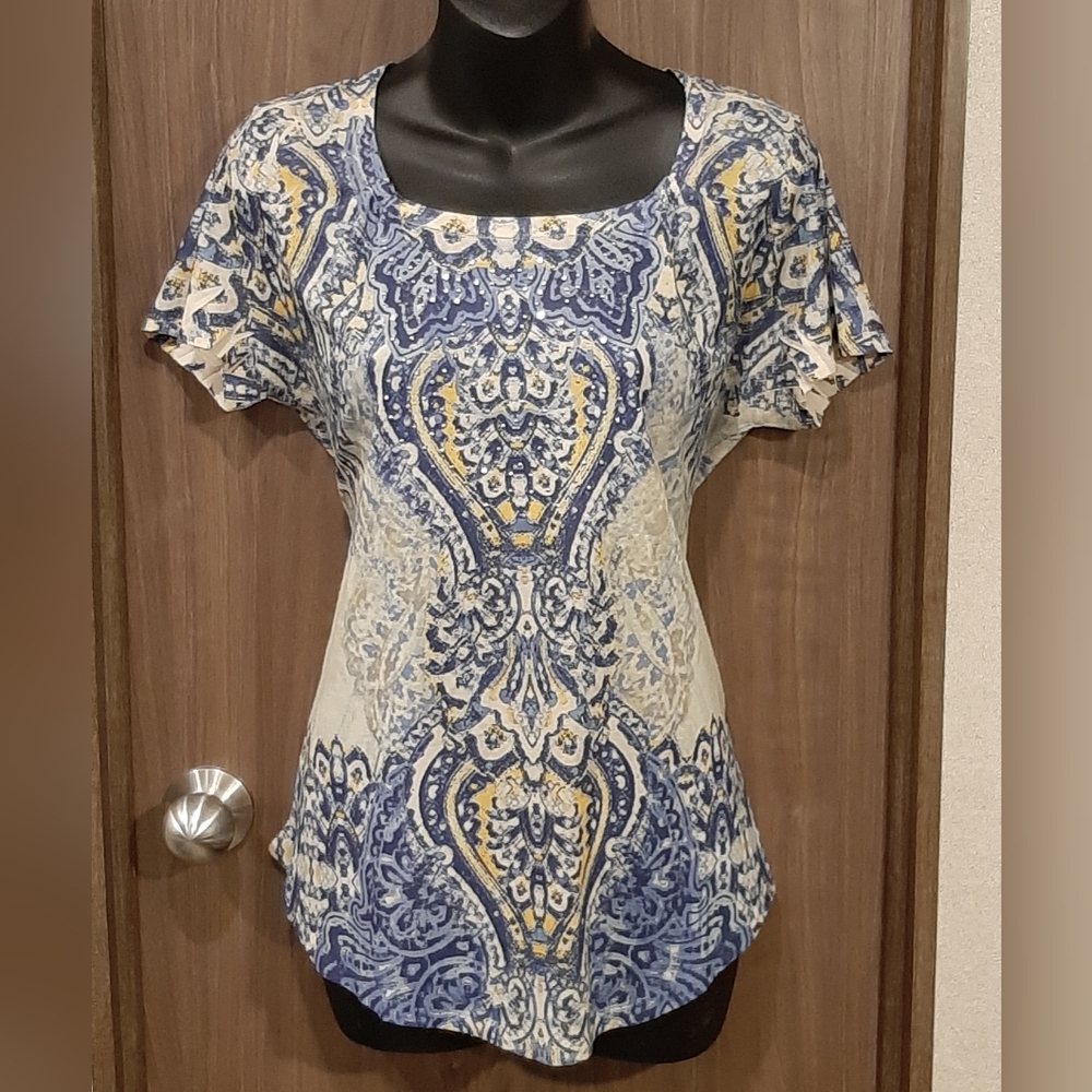 Unity World Wear Women's Large Boho Top Embellish… - image 1